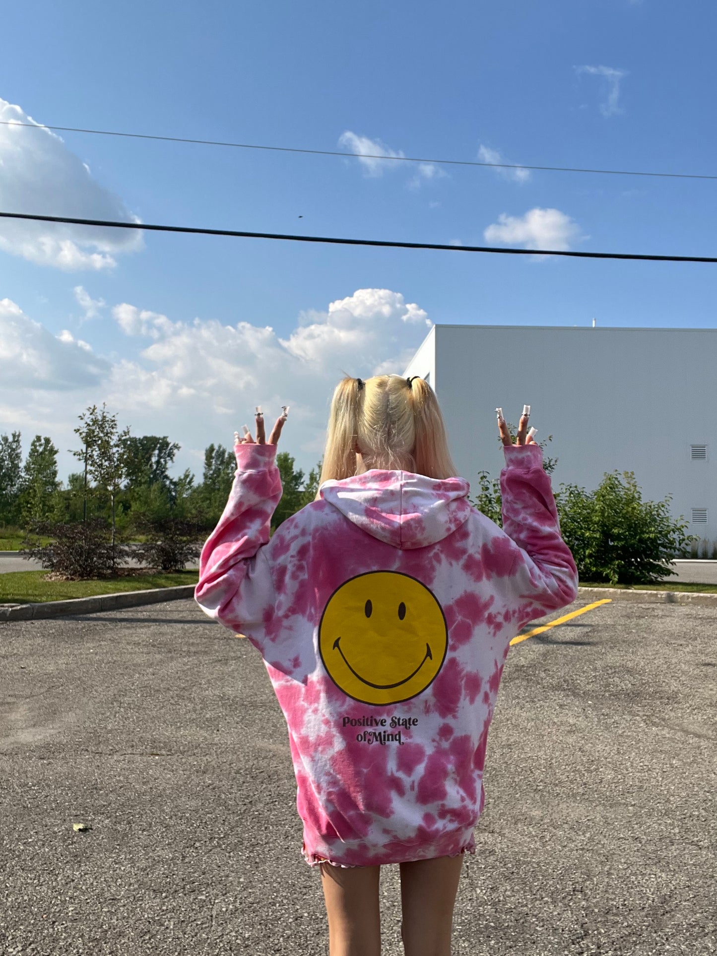 SMILEY POSITIVE STATE OF MIND RELAXED TIE DYE 🙃🩷(L)